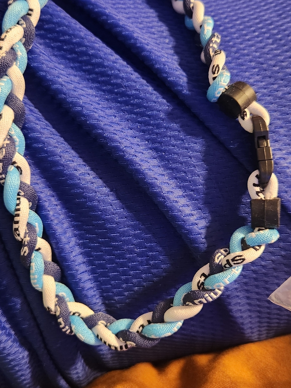 Braided Sports Necklace - Blue/White